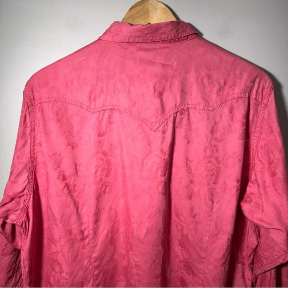 Ariat Pink Floral Ebossed Print 100% Cotton Snap Button Down Shirt Size XXL - Picture 11 of 14